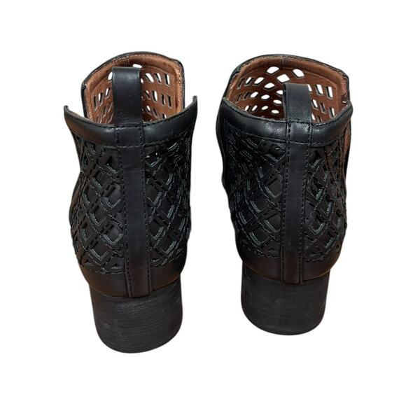Jeffrey Campbell Taggart Open Weave Ankle Booties Black Leather Boots Size 9 - Picture 7 of 13